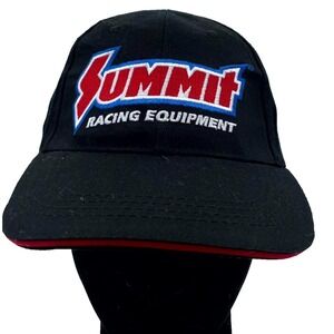 Summit Racing Equipment Baseball Cap Unisex OS Black USA Flag Logo Strapback Hat